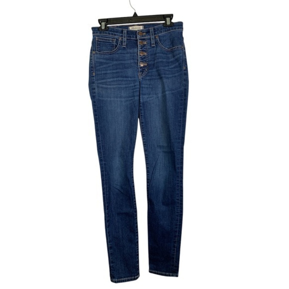 Madewell 9" High Rise Skinny Button Fly Denim Blue Jeans Size 27 EUC #2765